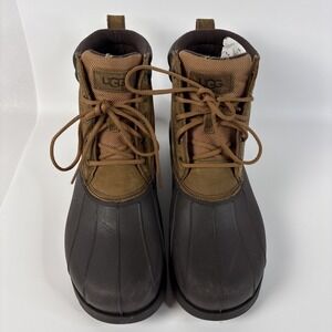UGG  MEN /Boy SIZE  7  CHESTNUT WATERPROOF LEATHER /RubberDUCK  Boots Pre- Owned